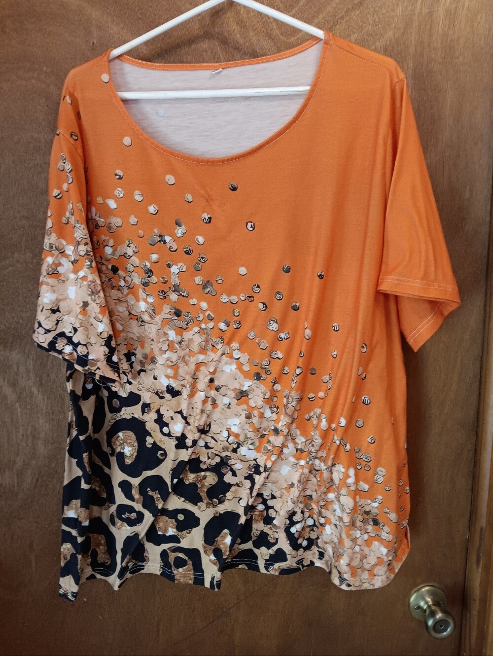 Women’s Orange Short-Sleeve Printed Top